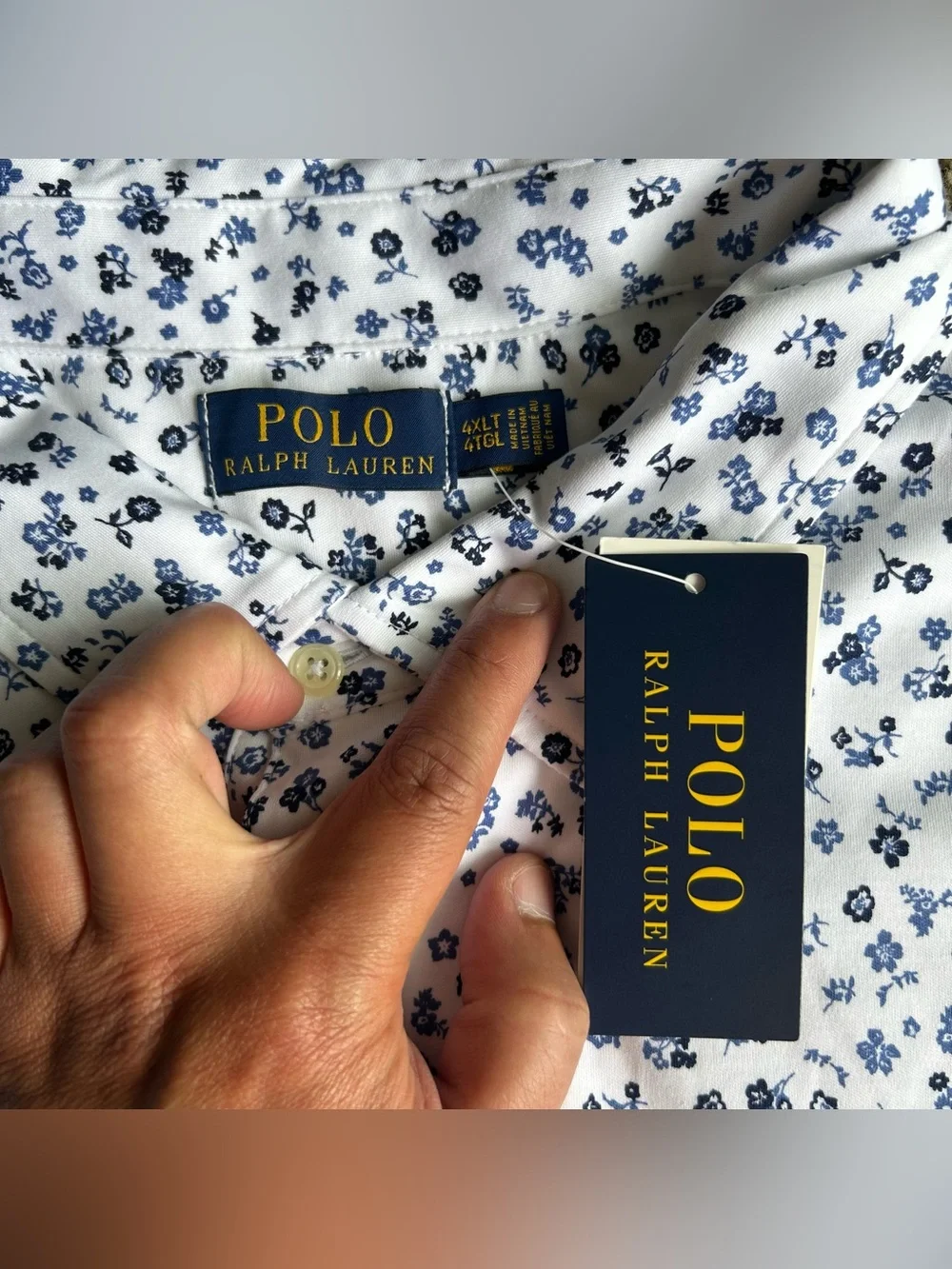 NWT Polo Ralph Lauren Shirt Mens 4XL TALL White/Blue Floral Classic Soft Cotton